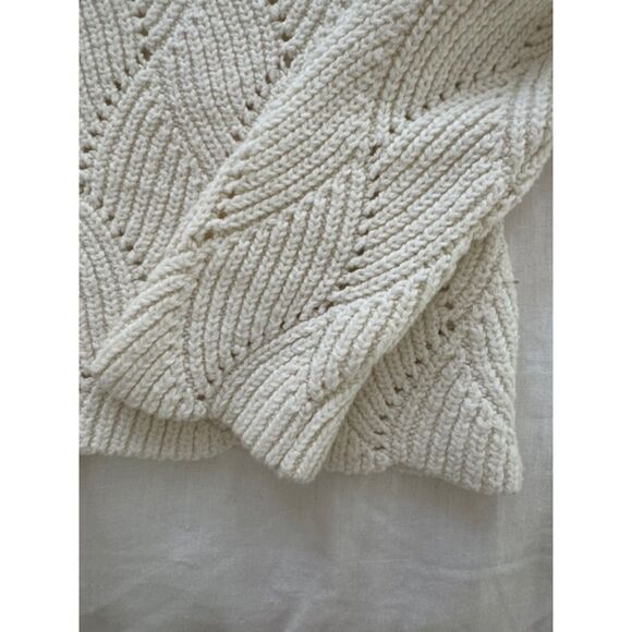 Sundance scallop edge turtleneck sweater, off-white, size Large. - Picture 3 of 5